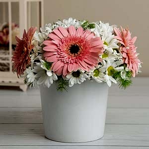  Marmaris Çiçek Siparişi - Pembe Gerbera ve Papatyalar